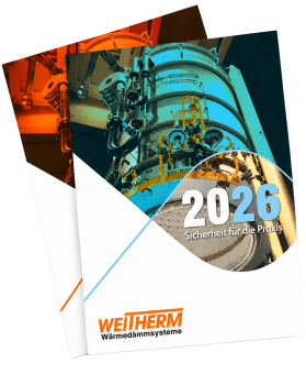 WEITHERM Katalog 2026 „Sicherheit für die Praxis“: Cover mit gedämmter Industrieanlage